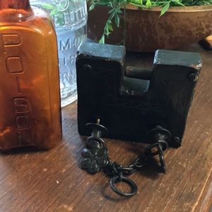 Antique Cast Iron Bolt Lock with Original Keys